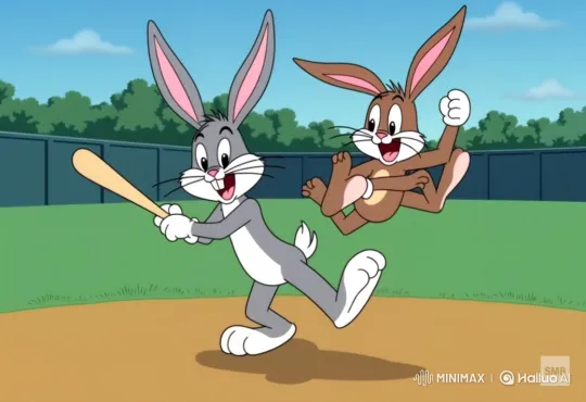 Cartoon Rabbits Joyfully Play Baseball – AI Generated Video | Hailuo AI