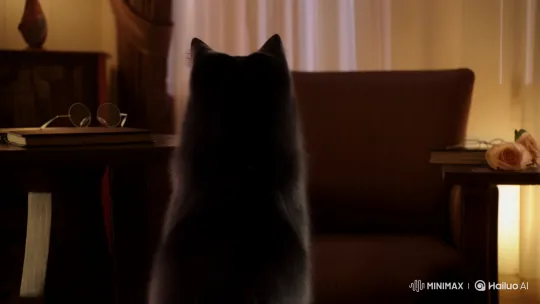 Magical Cat Offers Book and Rose in Cozy Room – AI Generated Video | Hailuo AI