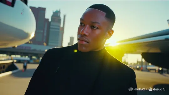 Successful Black Man's Journey: From Airport to Jet Takeoff – AI Generated Video | Hailuo AI