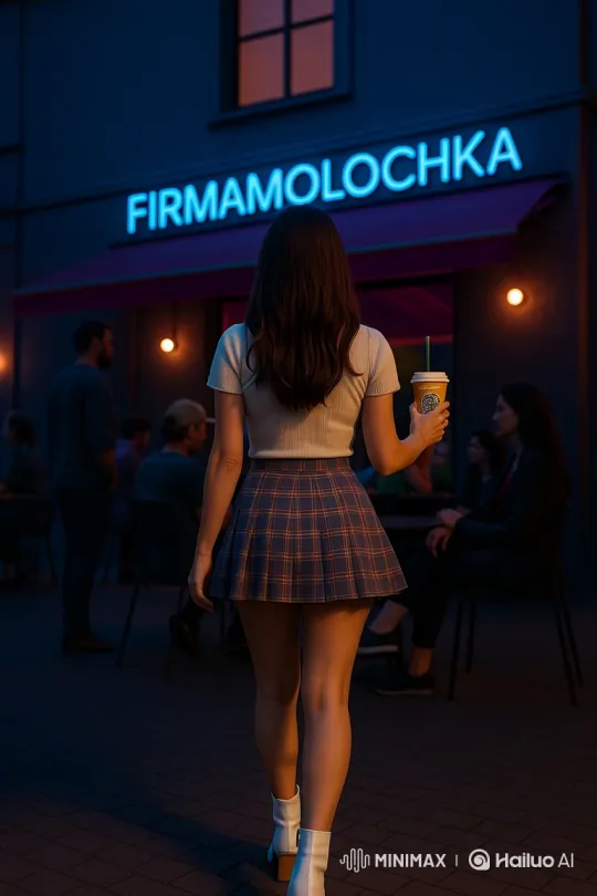Young Woman Walks Away in Nighttime Cityscape – AI Generated Video | Hailuo AI