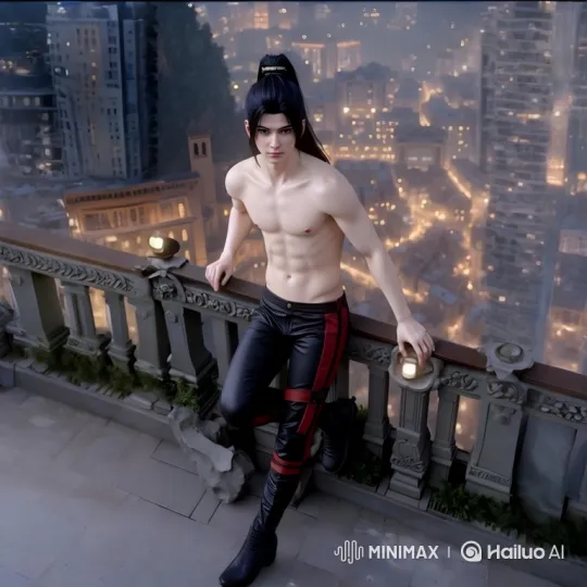 Rooftop Man: Cityscape Tracking Shot – AI Generated Video | Hailuo AI
