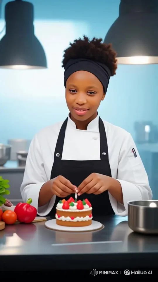 Chef Baking Cake in Kitchen – AI Generated Video | Hailuo AI