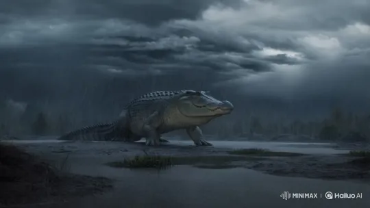 Alligator Transforms into Cybernetic Aircraft in Stormy Swamp – AI Generated Video | Hailuo AI