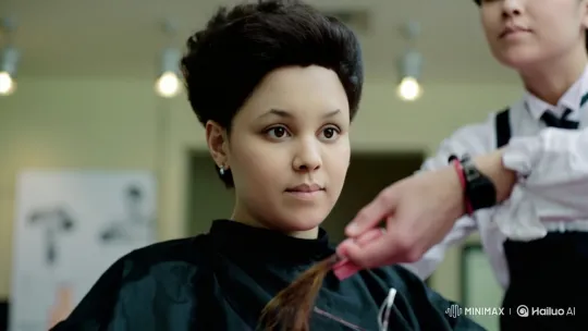 Stylish Haircut Preparation in Salon – AI Generated Video | Hailuo AI