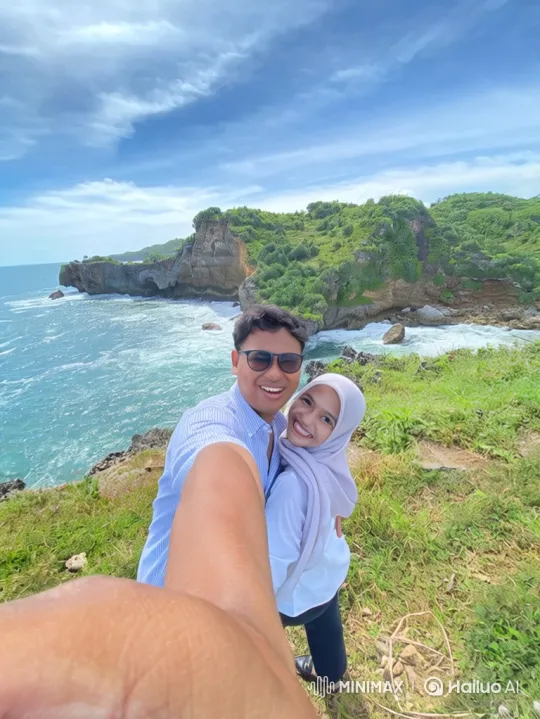 Couple's Journey from Cliff to Cosmic View – AI Generated Video | Hailuo AI
