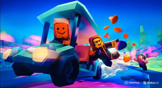 Blocky Characters Escape with Coins in Surreal Chase – AI Generated Video | Hailuo AI