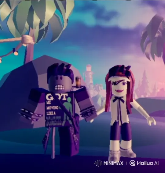 Whimsical Avatars in Twilight World Hold Hands – AI Generated Video | Hailuo AI