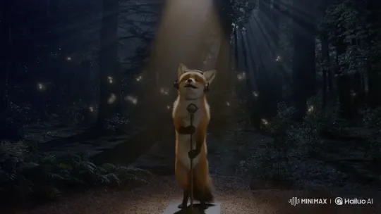 Charismatic Fox Sings Passionately in Misty Forest – AI Generated Video | Hailuo AI