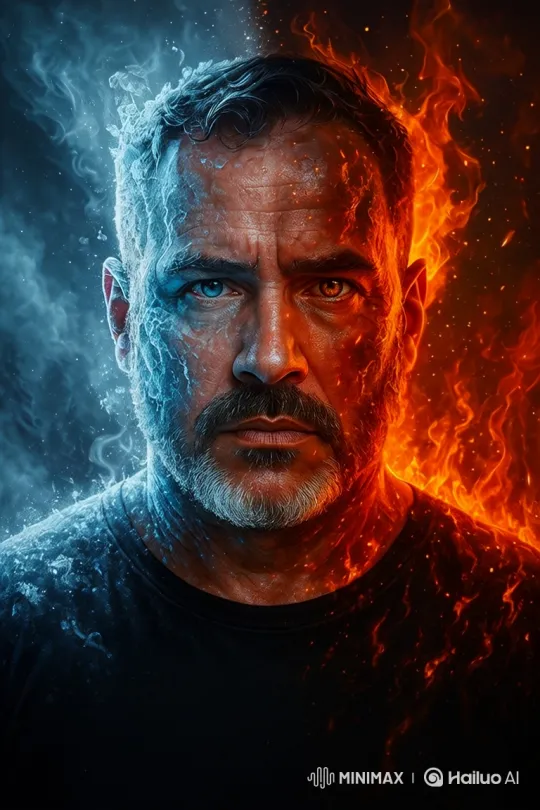 Man in Harmony with Fire and Ice – AI Generated Video | Hailuo AI