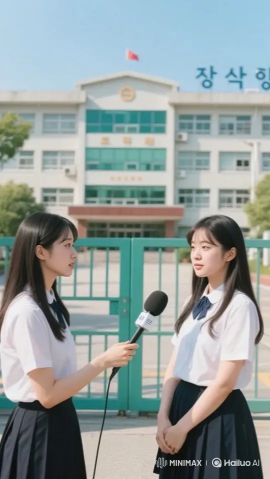 Schoolgirls Conduct Interview with Sincerity and Thoughtfulness – AI Generated Video | Hailuo AI