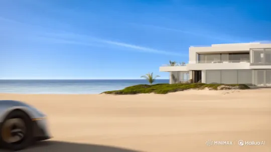 Sports Car Crashes into Beachside Mansion – AI Generated Video | Hailuo AI