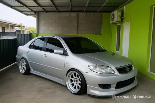 Slow Lowering of Modified Sedan with Air Suspension – AI Generated Video | Hailuo AI