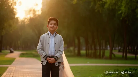 Golden Hour Park Encounter of a Boy and Pakistani Girl – AI Generated Video | Hailuo AI