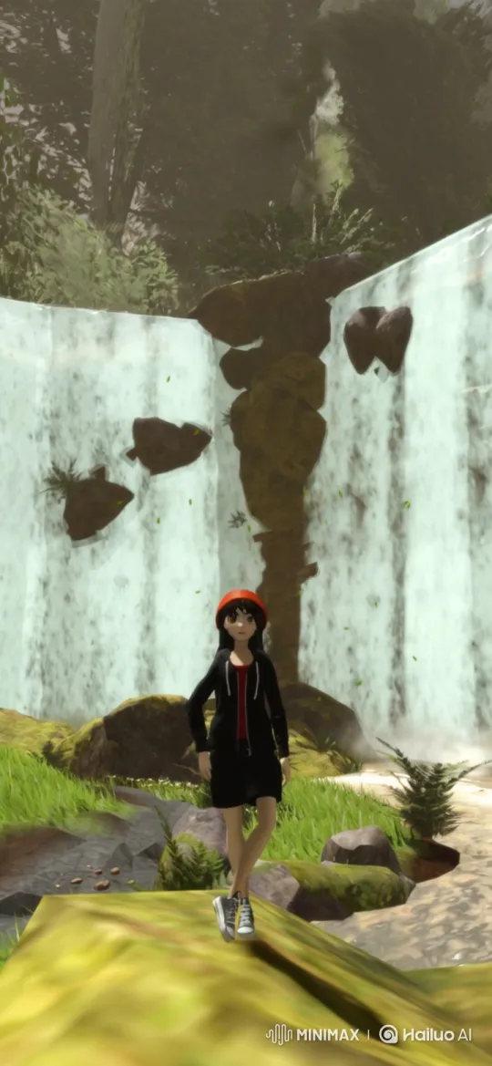 Anime-style Journey from Waterfall to Cosmic View of Earth – AI Generated Video | Hailuo AI