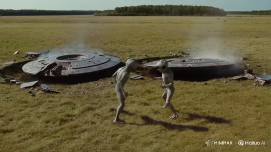 Aliens Argue Over Crashed UAPs in Open Field – AI Generated Video | Hailuo AI