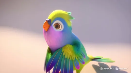 Colorful Parakeet Twirls Like Ballet Dancer – AI Generated Video | Hailuo AI
