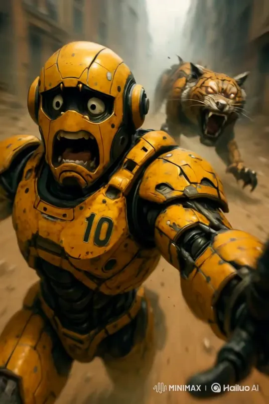 Robot Evades Tiger Chase in Thrilling Encounter – AI Generated Video | Hailuo AI