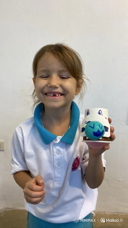 Young Girl Proudly Balances Cup on Head – AI Generated Video | Hailuo AI