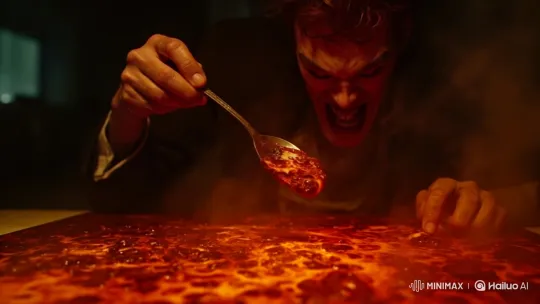 Demonic Figure Consumes Fiery Substance – AI Generated Video | Hailuo AI