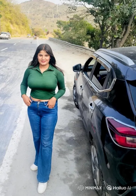 Confident Woman on Mountain Road: Close-Up Journey – AI Generated Video | Hailuo AI