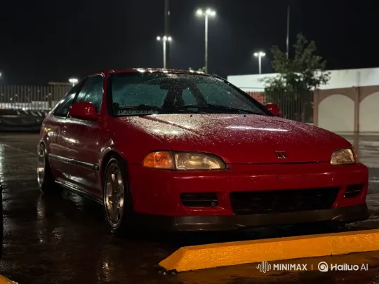 Red Sports Coupe Transforms in Wet Parking Lot – AI Generated Video | Hailuo AI