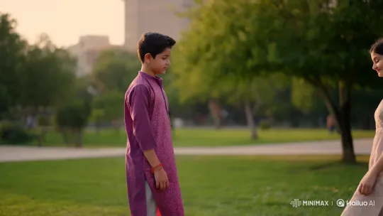 Pakistani Girl and Boy Share a Smile in Golden Hour Park – AI Generated Video | Hailuo AI