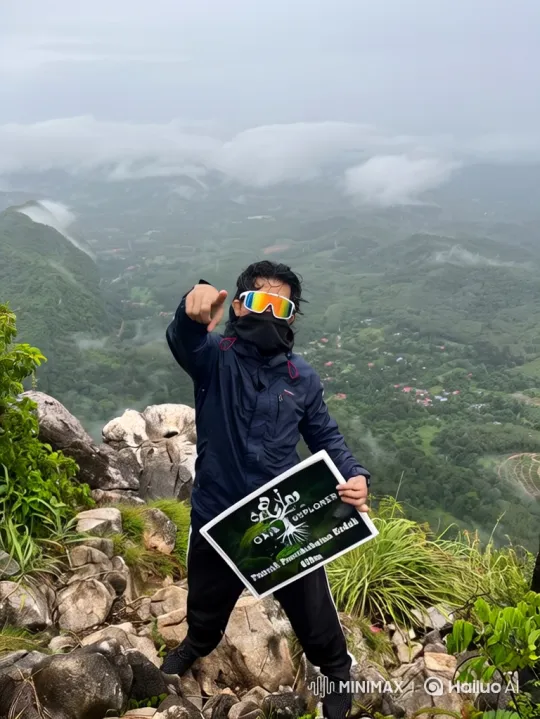 Man on Mountain Summit to Earth from Space Journey – AI Generated Video | Hailuo AI