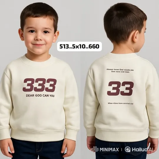 Twin Boys Model Cream Sweatshirts in Slow-Zoom Video – AI Generated Video | Hailuo AI