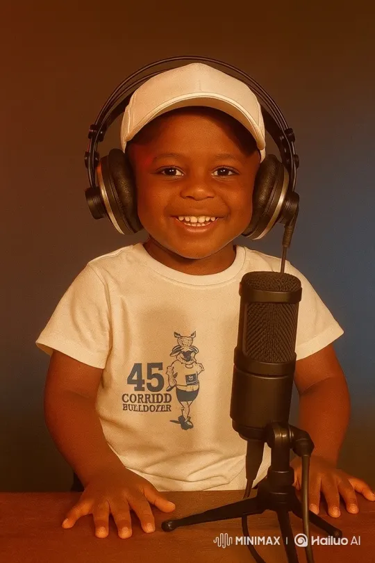 Young Child Engages in Animated Conversation in Studio – AI Generated Video | Hailuo AI
