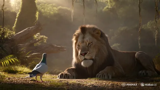 Pigeon Distracts Lion with Fly to Escape in Jungle – AI Generated Video | Hailuo AI