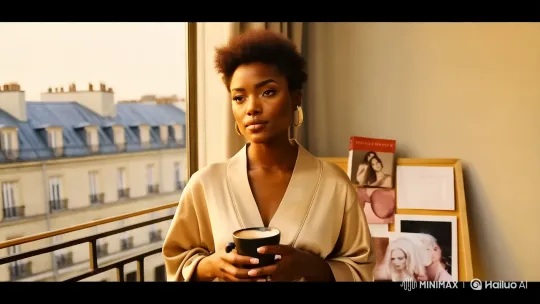 Parisian Morning: A Black Woman's Ambitious Reflection – AI Generated Video | Hailuo AI