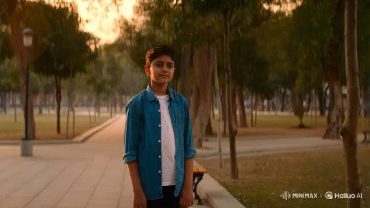 Thoughtful Boy Meets Girl in Golden Hour Park – AI Generated Video | Hailuo AI
