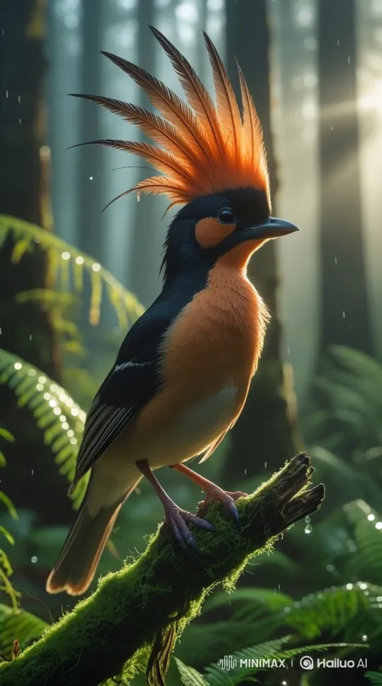Majestic Bird Displays Grace in Serene Rainforest Setting – AI Generated Video | Hailuo AI
