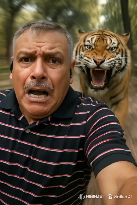 Running and Recording While Hunted by a Tiger – AI Generated Video | Hailuo AI