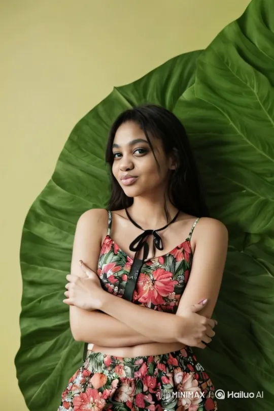 Young Woman in Floral Outfit Performs Graceful Dance – AI Generated Video | Hailuo AI
