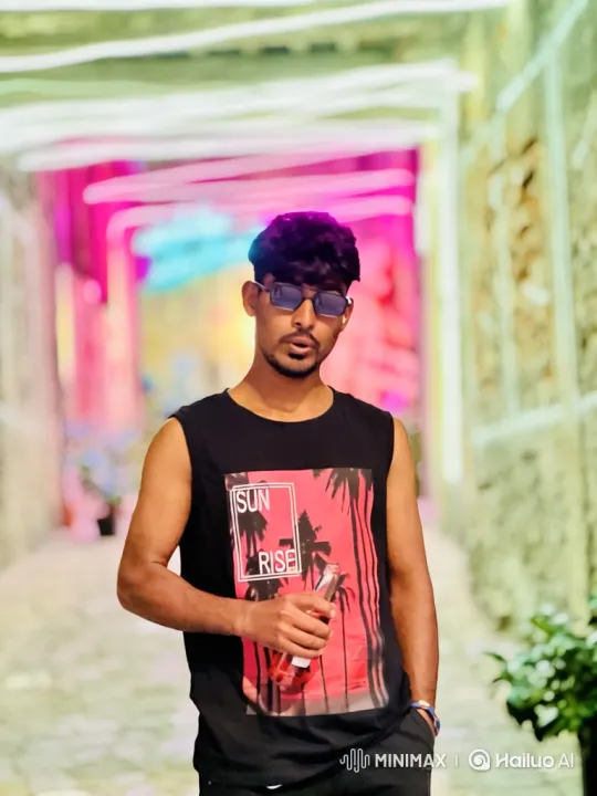 Young Man in Alley with Vibrant Neon Parallax Effect – AI Generated Video | Hailuo AI