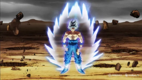 Goku in Mastered Ultra Instinct: Power Display in Desolation – AI Generated Video | Hailuo AI