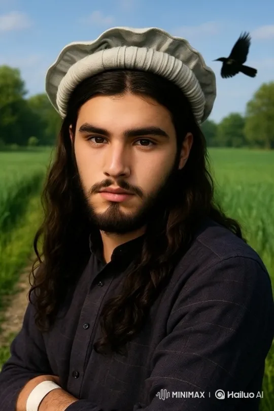 Young Man in Serene Green Field Amidst Nature's Motion – AI Generated Video | Hailuo AI