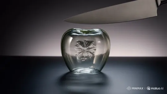 Knife Slices Through Glass Apple in Satisfying Clip – AI Generated Video | Hailuo AI