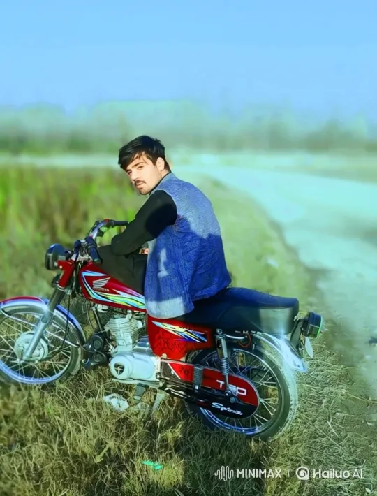 Young Couple Shares Quiet Moment on Motorcycle in Golden Hour Park – AI Generated Video | Hailuo AI