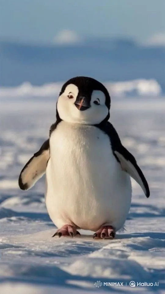 Fluffy Baby Emperor Penguin Joyfully Dances – AI Generated Video | Hailuo AI