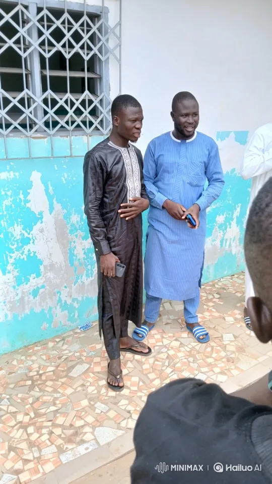 Men on Patio with Mosaic Discussing Over Phones – AI Generated Video | Hailuo AI