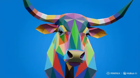 Brazilian-Inspired Low Poly Bull Head Animation – AI Generated Video | Hailuo AI