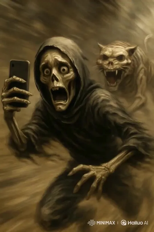 User Uploads Image of Self with Skeleton Tiger Chase – AI Generated Video | Hailuo AI