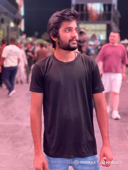 Young Couple's Romantic Encounter in Bustling City Square – AI Generated Video | Hailuo AI