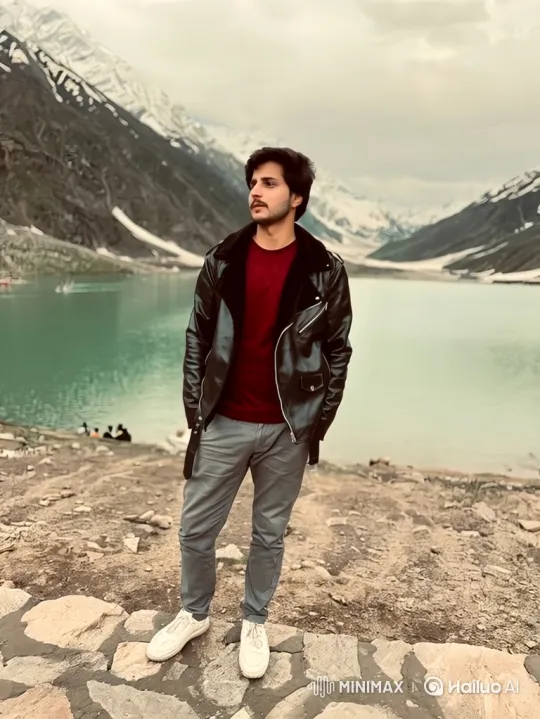 Man Reflects by Turquoise Lake Amid Mountains – AI Generated Video | Hailuo AI