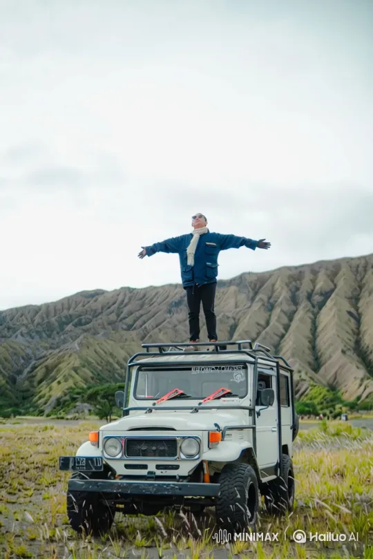 Man on Roof Rack, Earth from Space Panorama – AI Generated Video | Hailuo AI