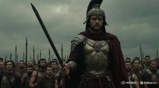 Warrior Commander Prepares for Battle with Steady Gaze – AI Generated Video | Hailuo AI