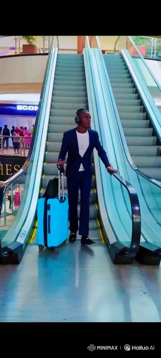 Stylish Man in Suit Boards Flight in LA Airport – AI Generated Video | Hailuo AI