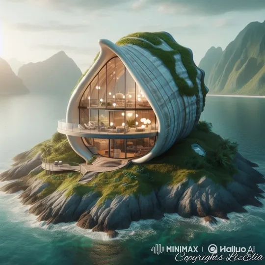 Seashell-shaped Home on Rocky Island – AI Generated Video | Hailuo AI
